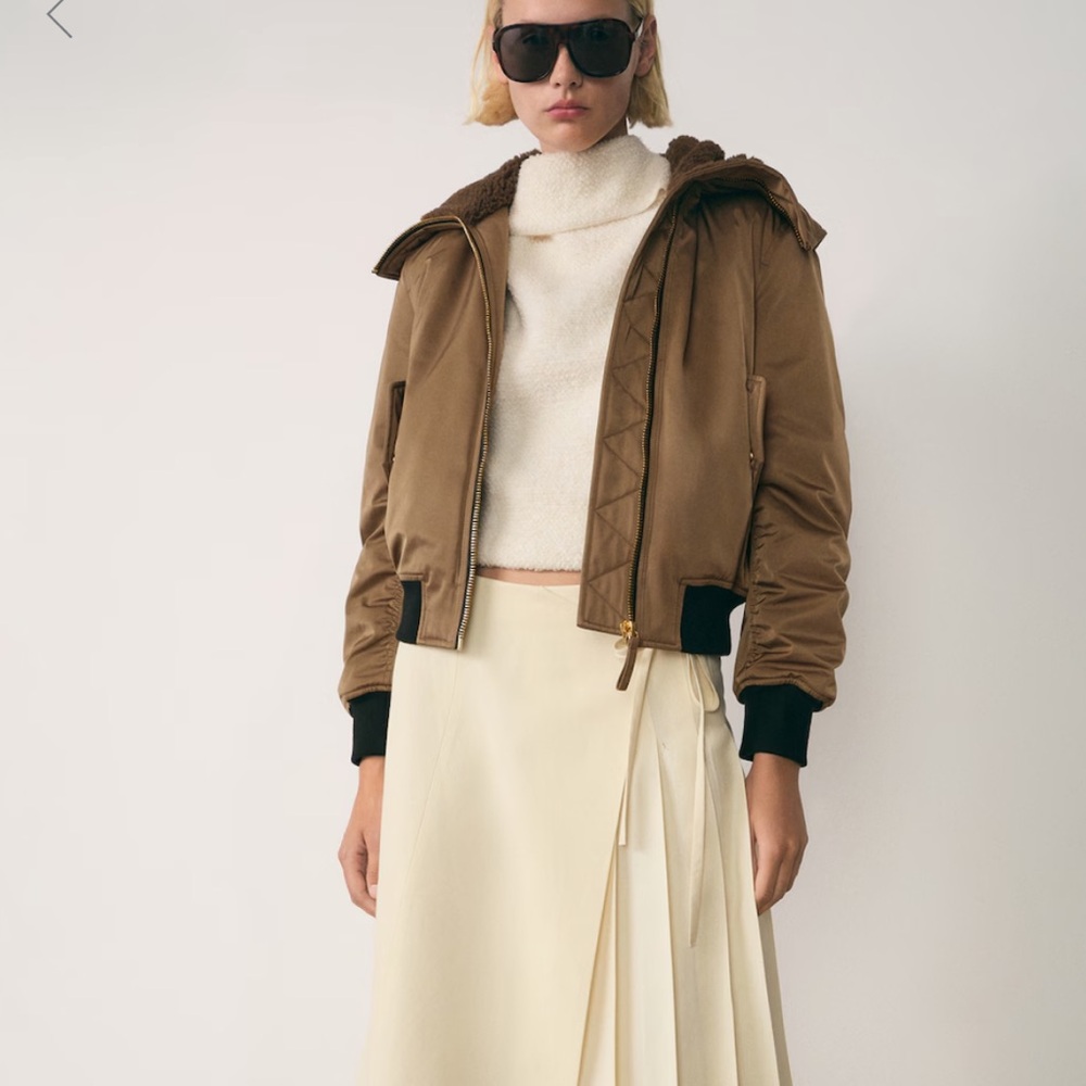 Mango Bomber Jacket with Fleece Lining